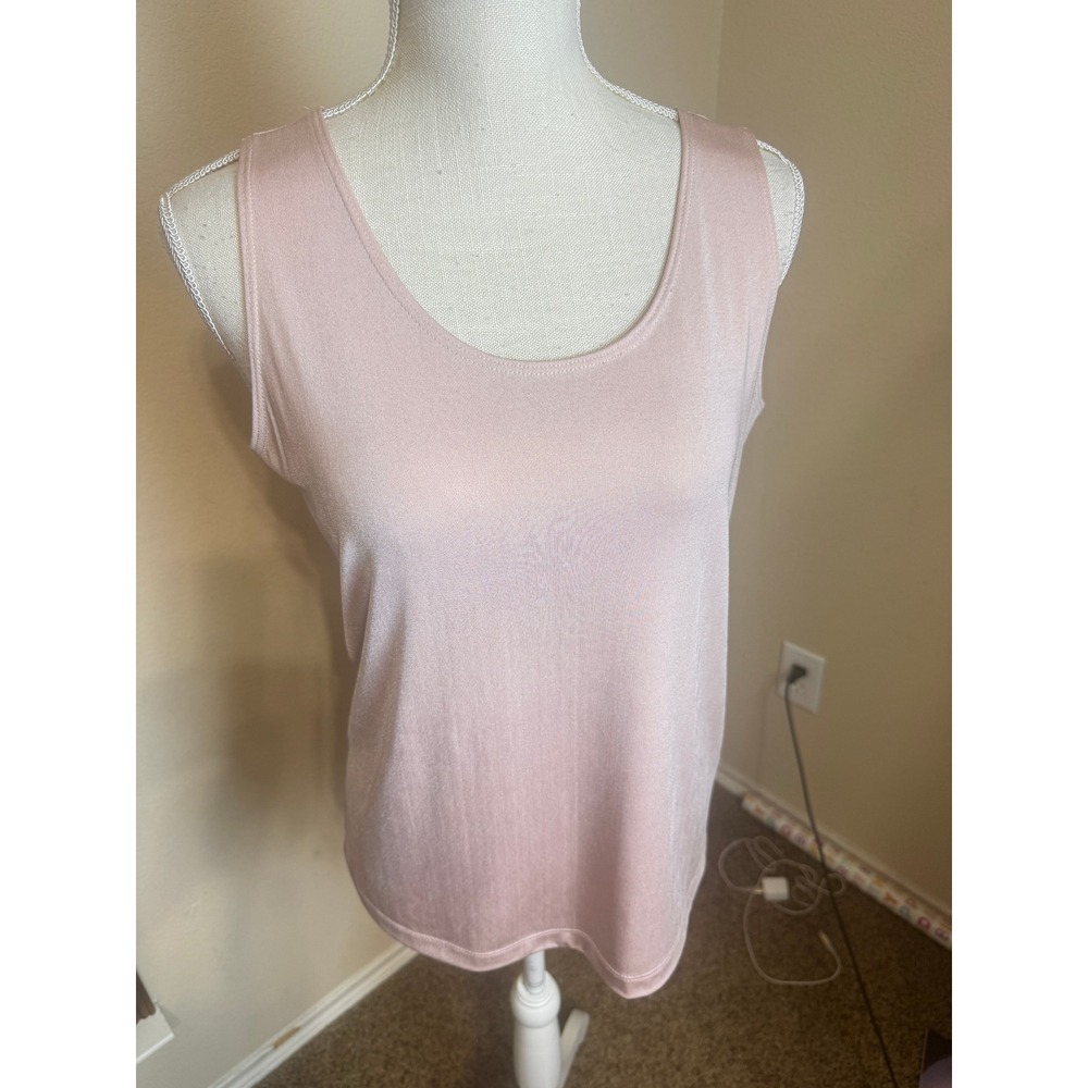 Chicos Travelers Tank Top Pink Scoop Neck Sleeveless Shell Size 1 Medium Blush